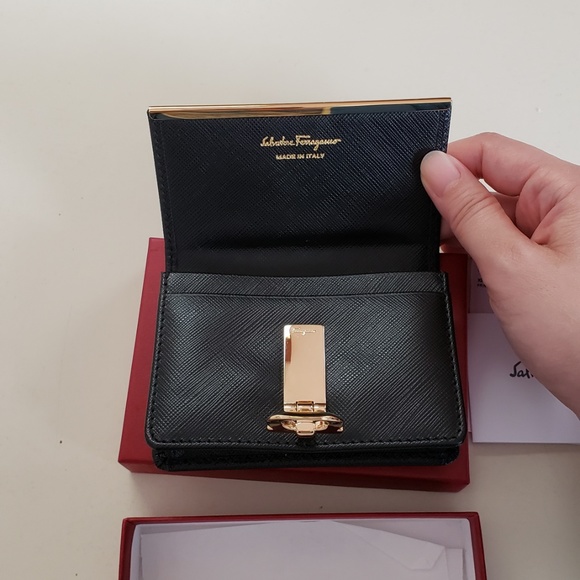 NWT Salvatore Ferragamo Black Nero Key Card Holder - Picture 5 of 8